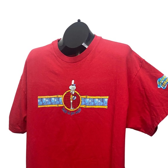 Y2K 2001 Red SpongeBob Tee Shirt Leave My Brain Alone / Mens Large - Picture 5 of 6